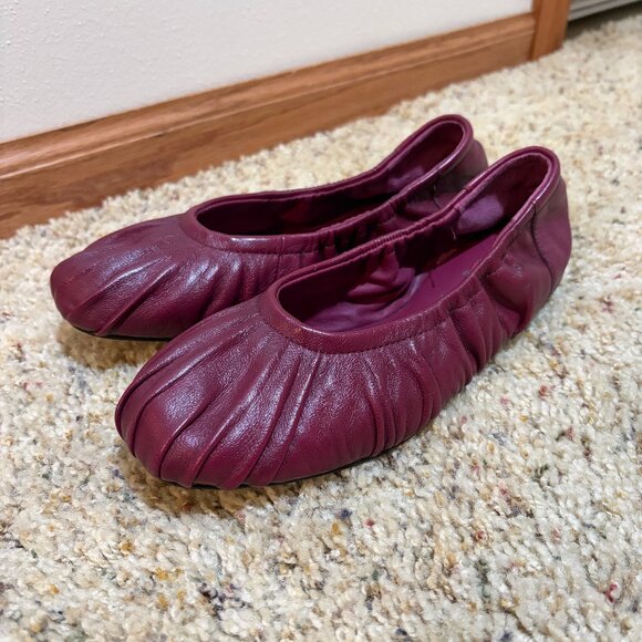 Free People Cara Ballet Flats Leather Wild Mulberry - Picture 2 of 12